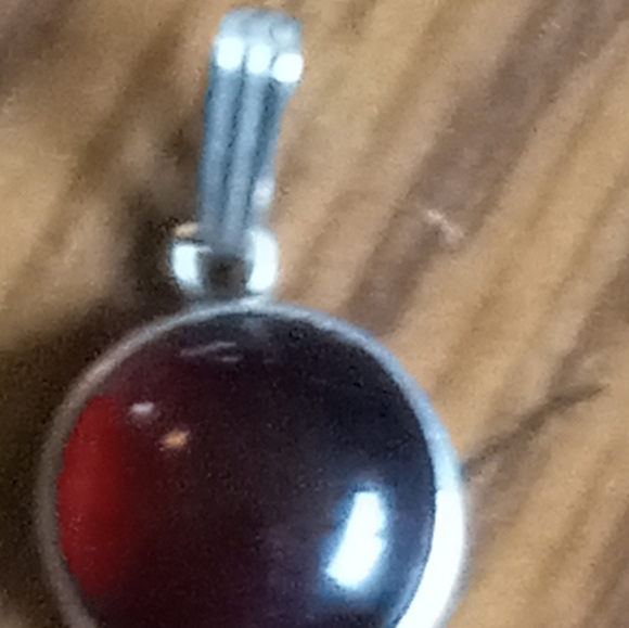 Sterling Silver Baltic Amber Cabochon Pendant - Picture 3 of 15